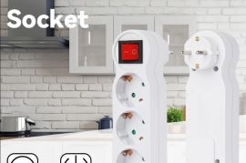 ელექტრო სოკეტი ჩართვის/გამორთვის გადამრთველით, 3 პ