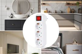 ელექტრო სოკეტი ჩართვის/გამორთვის გადამრთველით, 3 პ