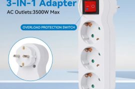 ელექტრო სოკეტი ჩართვის/გამორთვის გადამრთველით, 3 პ