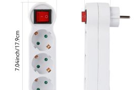 ელექტრო სოკეტი ჩართვის/გამორთვის გადამრთველით, 3 პ