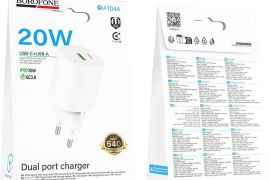 სწრაფი დამტენი BOROFONE BA104A Pudding 20W ორი პორ