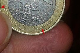იყიდება ქარხნული წუნის  მქონე მონეტა(mint error coin)-1ევრო