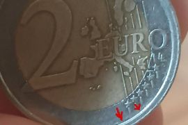 იყიდება ქარხნული წუნის მქონე მონეტა(mint error  coin)-2 ევრო