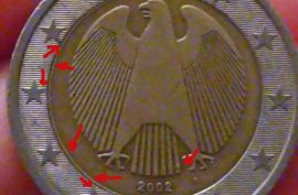 იყიდება  ქარხნული წუნის მქონე მონეტა (mint error coin) -2ევრო