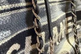 Chanel Striped Canvas Deauville Maxi Shopping Tote Bag.