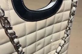vintage Chanel Ligne Cambon Canvas &amp; Leather Tote Bag