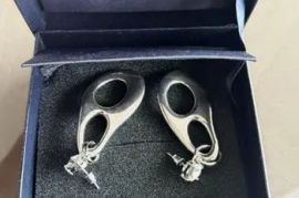 Prada Crystal Metallic Openwork Drop Earrings