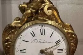 Louis XV Style Gilt Bronze (Ormolu) Figural Mantel Clock