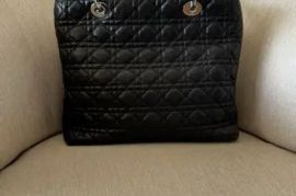 Christian Dior Black Cannage Quilted Lambskin Leather Soft