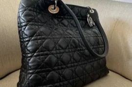 Christian Dior Black Cannage Quilted Lambskin Leather Soft