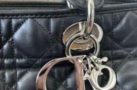Christian Dior Black Cannage Quilted Lambskin Leather Soft