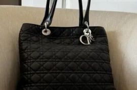 Christian Dior Black Cannage Quilted Lambskin Leather Soft