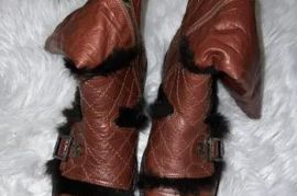 Chanel Quilted Fur Double-Buckle Moto Boots