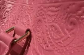 Snoop Dogg Pink Paisley Embossed Leather Duffel Bag.