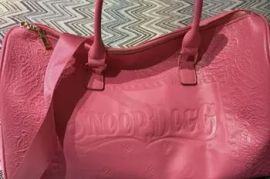 Snoop Dogg Pink Paisley Embossed Leather Duffel Bag.