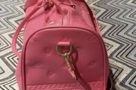 Snoop Dogg Pink Paisley Embossed Leather Duffel Bag.