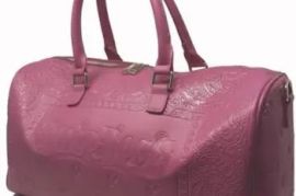 Snoop Dogg Pink Paisley Embossed Leather Duffel Bag.
