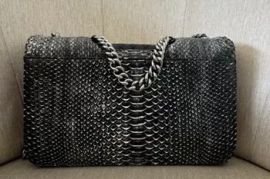 Chanel Classic Metallic Silver &amp; Black Python