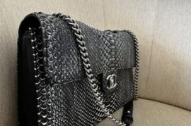 Chanel Classic Metallic Silver &amp; Black Python