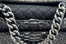 Chanel Classic Metallic Silver &amp; Black Python