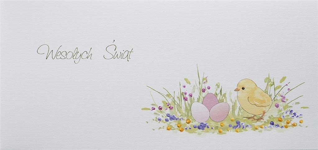Karnet Wielkanoc DL W28 Kurczak jajka