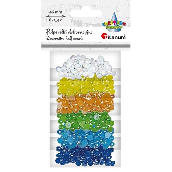 Koraliki plastikowe połówki kuli 6 kolorów 3,5g
