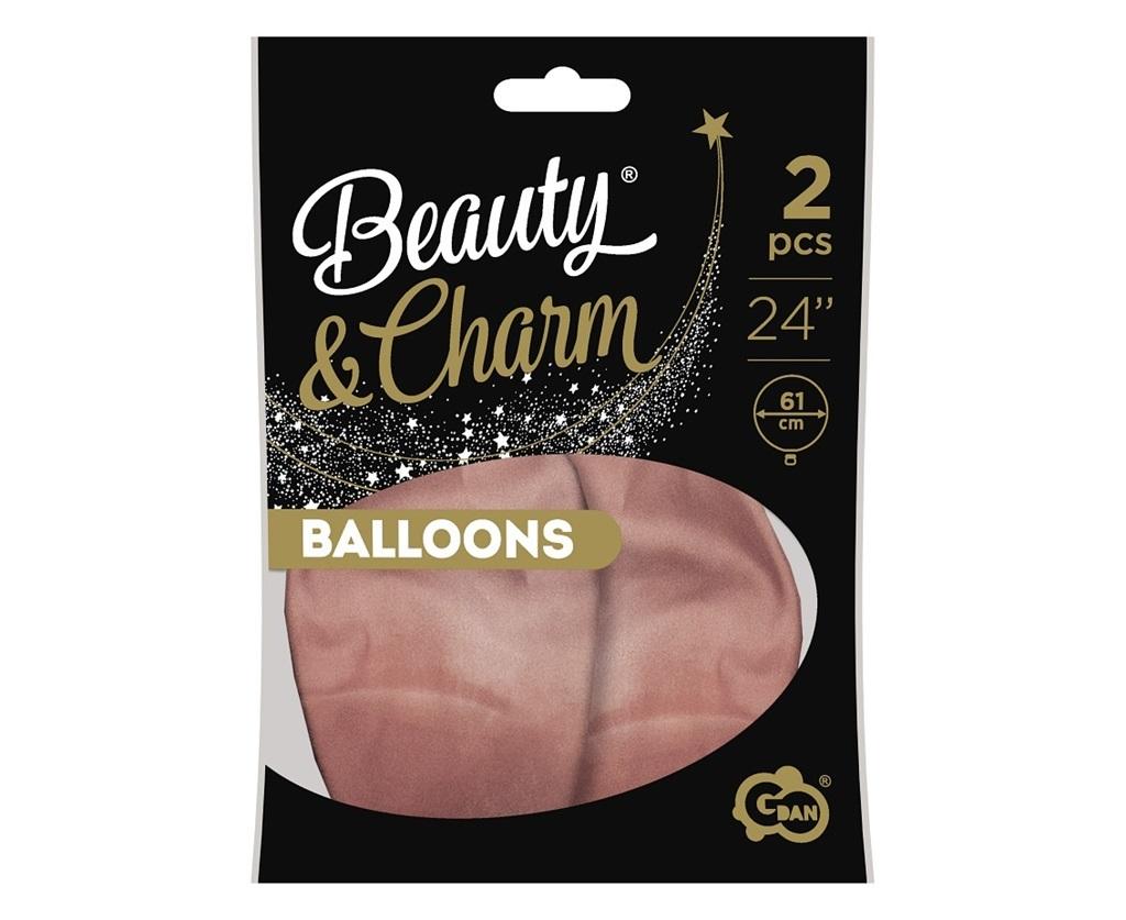 Balony Beauty&Charm platynowe różowe zł. 61cm 2szt