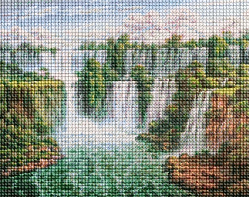 Diamentowa mozaika - Malowniczy wodospad 40x50cm