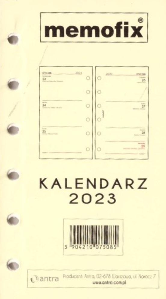Wkład kalendarzowy 2023 Memofix A6 TDW