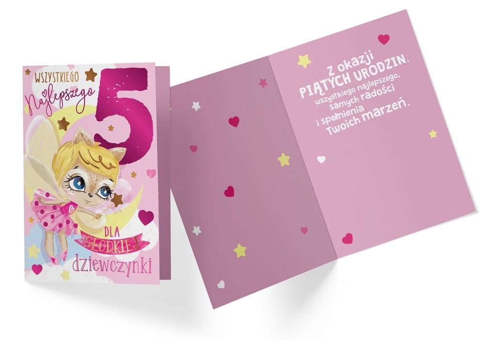 Karnet PR-325 Urodziny 5 dziewczynka