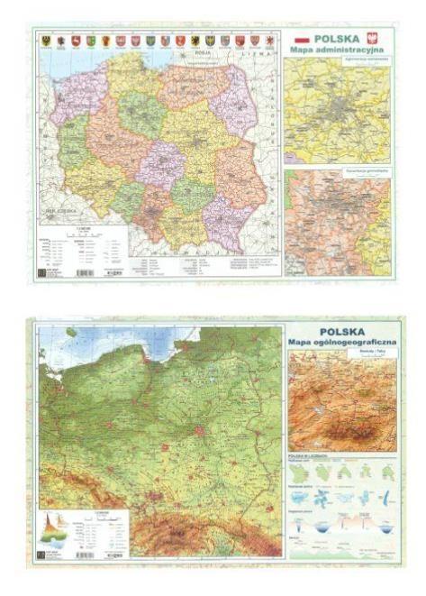 Mapa Polski A2 Dwustronna laminowana ART-MAP