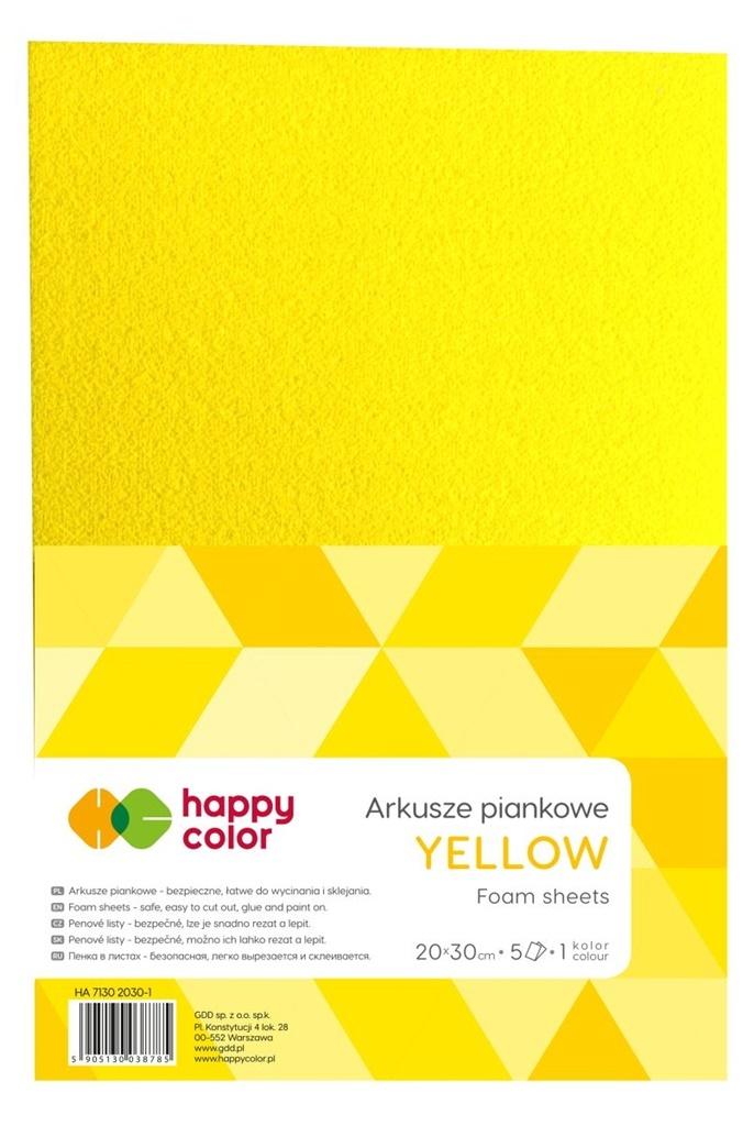 Arkusze piankowe A4 5szt żółte HAPPY COLOR
