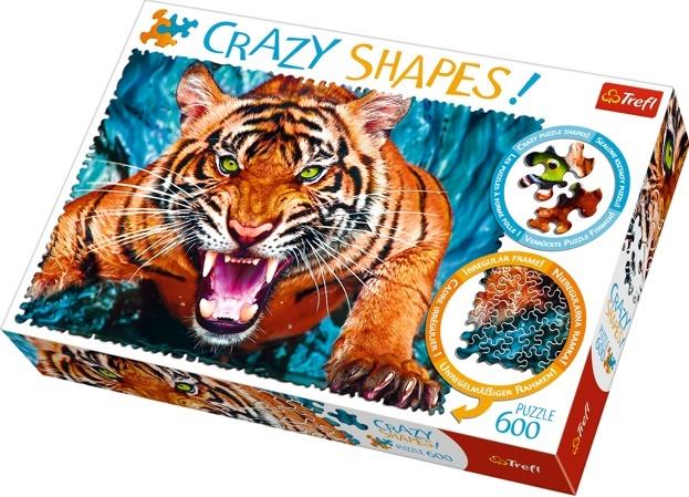 Puzzle 600 Crazy Shapes Oko w oko z tygrysem TREFL