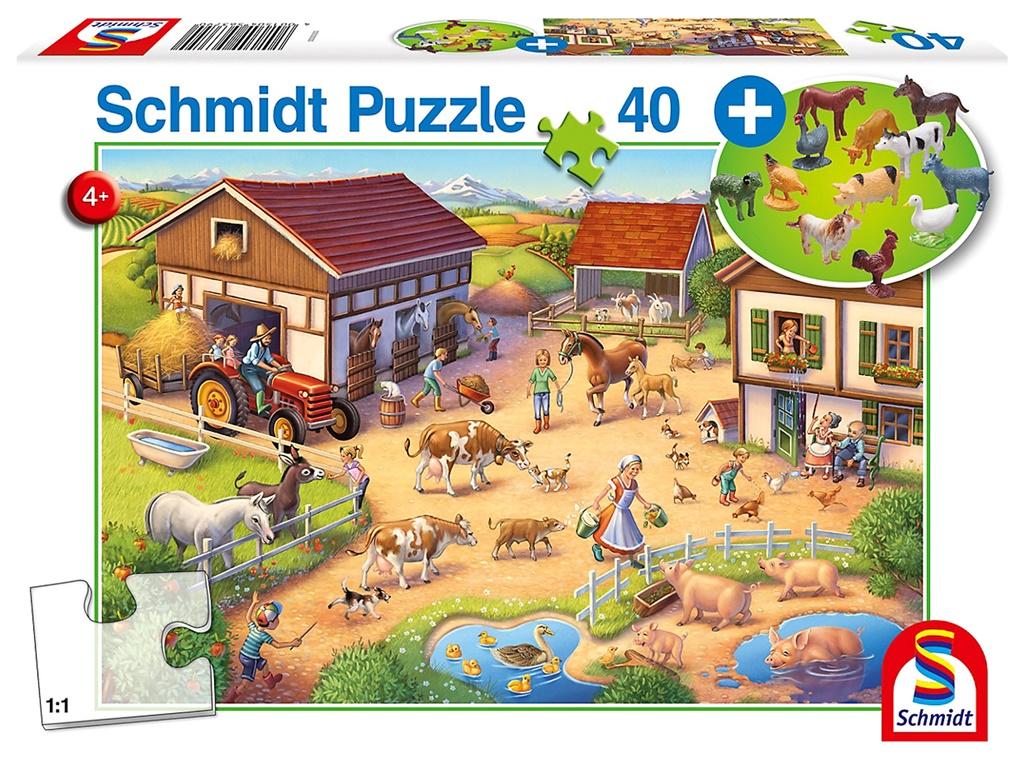 Puzzle 40 Farma + figurki zwierząt G3