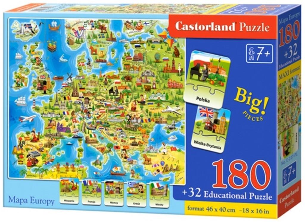 Puzzle 180 Mapa Europy z quizem CASTOR