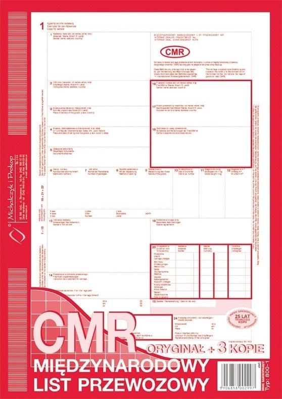 CMR Międzynarodowy list przewozowy 800-1