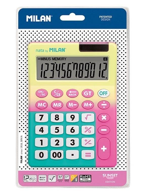 Kalkulator 12 poz. Sunset żółto-różowy MILAN