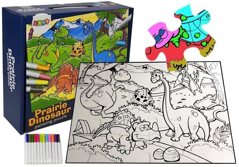 Puzzle do kolorowania dinozaury 24el
