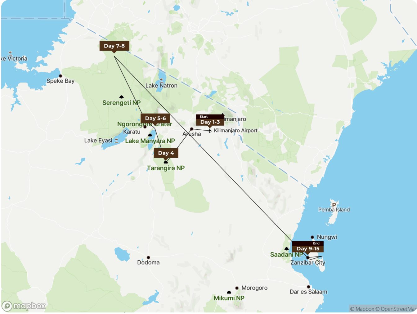 15-Day Northern Tanzania Honeymoon Safari & Zanzibar