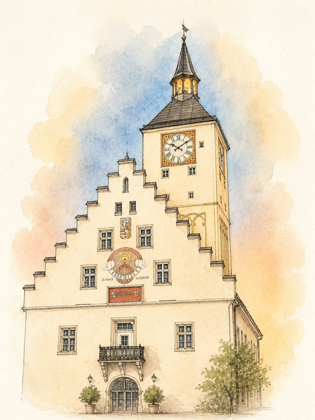 Altes Rathaus Deggendorf – historisches Wahrzeichen am Oberen Stadtplatz mit Stufengiebel und Uhrturm