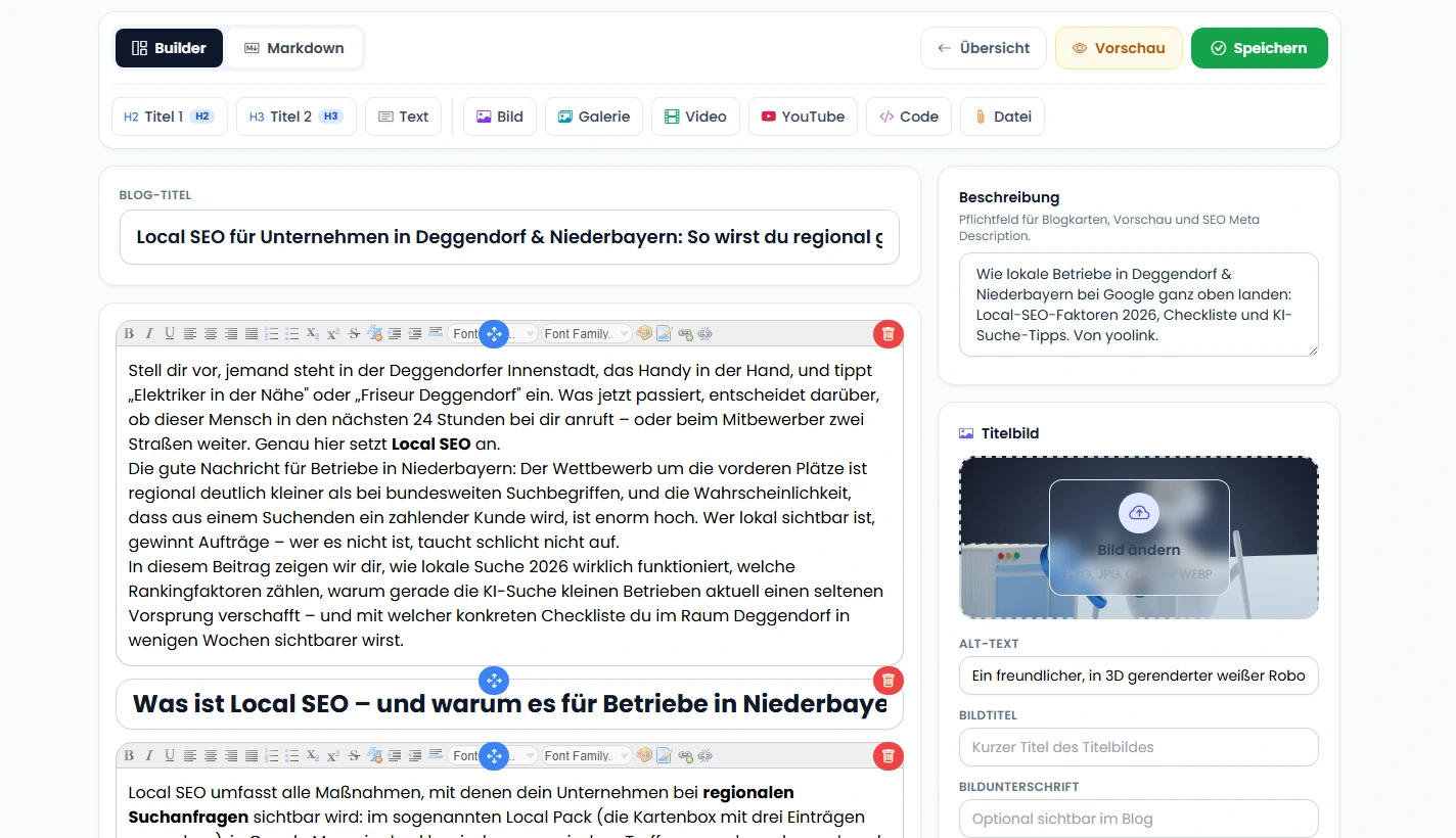Dashboard Blog Builder